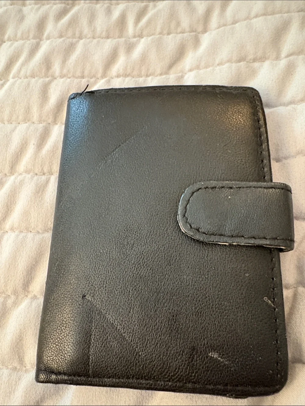 Black Leather Wallet Case with Snap